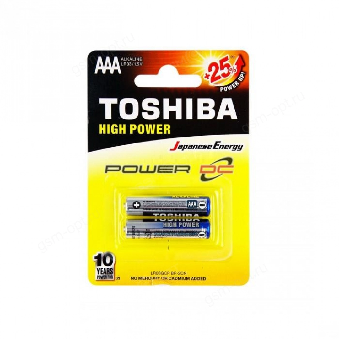 Купить Батарейка алкалиновая AAA, Toshiba High power, LR03-2BL, 2шт в  блистере в Перми от 95 рублей