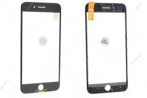 Стекло дисплея для переклейки для iPhone 8 Plus черный, в рамке + OCA