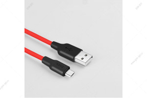 Кабель USB Hoco X21 Silicone Micro-USB, 1м, черно-красный