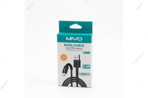 Кабель USB Mivo MX-47L, Lightninig, нейлоновая оплетка, 1м, черный
